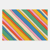 Farbenfrohe Streifen und Karos Geschenkpapier Set (Vorderseite 2)