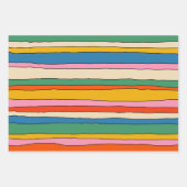 Farbenfrohe Streifen und Karos Geschenkpapier Set (Vorderseite)