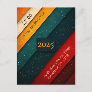 Farbenfrohe Streifen Weihnachts-Party Feiertagspostkarte