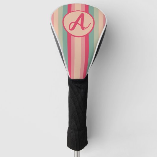 Farbenfrohe Streifenmonogramm-Circle-Design Golf Headcover (Vorderseite)