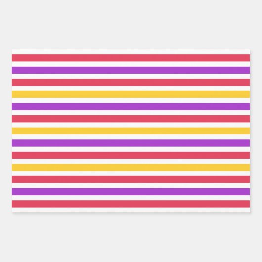 Farbenfrohe Streifenmuster Faltblätter Geschenkpapier Set (Vorderseite 3)