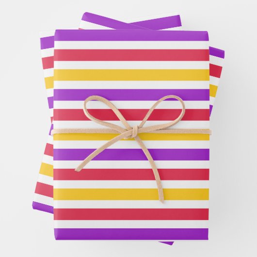 Farbenfrohe Streifenmuster Faltblätter Geschenkpapier Set (Beispiel)