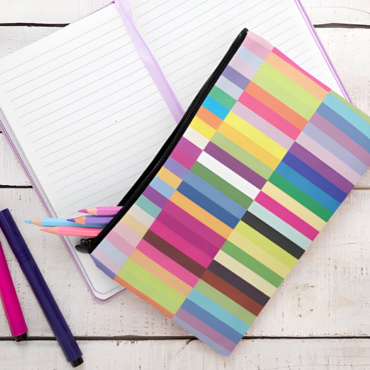 Farbenfrohe Streifenmuster Studenten Schreibschule Zubehörtasche