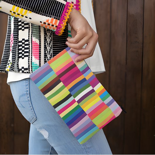 Farbenfrohe Streifenmuster Studenten Schreibschule Zubehörtasche