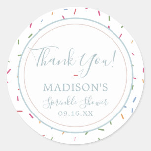 Farbenfrohe Streusel Baby Streusel Dankeschön Runder Aufkleber