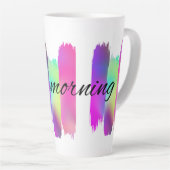 Farbenfrohe Striche Guten Morgen Latte Tasse (Rechte Ecke)
