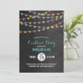Farbenfrohe String Lights Cocktail Party Einladung (Stehend Vorderseite)