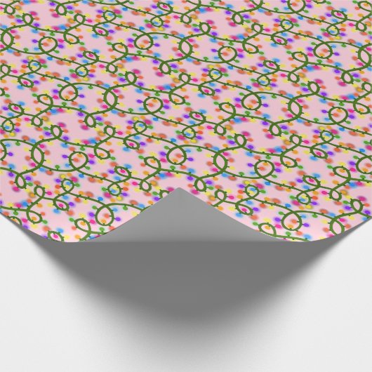 Farbenfrohe String Lights Niedlich Fun Pink Muster Geschenkpapier (Ecke)