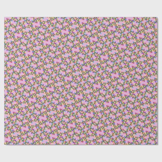 Farbenfrohe String Lights Niedlich Fun Pink Muster Geschenkpapier (Flach)