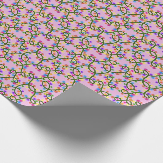 Farbenfrohe String Lights Niedlich Fun Pink Muster Geschenkpapier (Ecke)