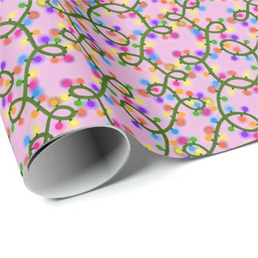 Farbenfrohe String Lights Niedlich Fun Pink Muster Geschenkpapier (Rolleneckpunkt)