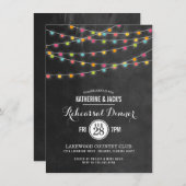 Farbenfrohe String Lights Probe Dinner Einladung (Vorne/Hinten)