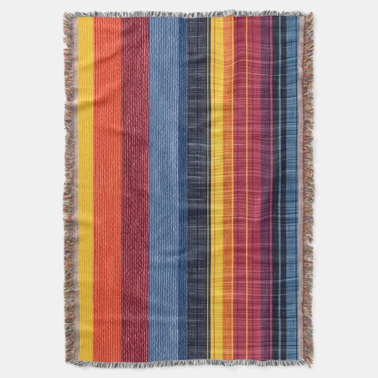 Farbenfrohe Strip-Imitate Denim Texture Decke (Vorderseite Vertikal)