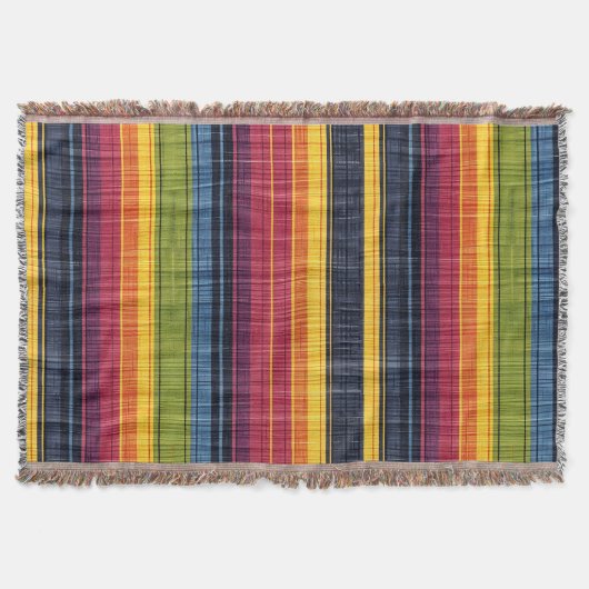 Farbenfrohe Strip-Imitate Denim Texture Decke (Vorderseite)