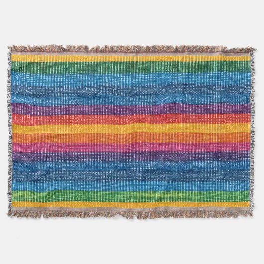 Farbenfrohe Strip-Imitate Denim Texture Decke (Vorderseite)