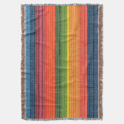 Farbenfrohe Strip-Imitate Denim Texture Decke (Vorderseite Vertikal)