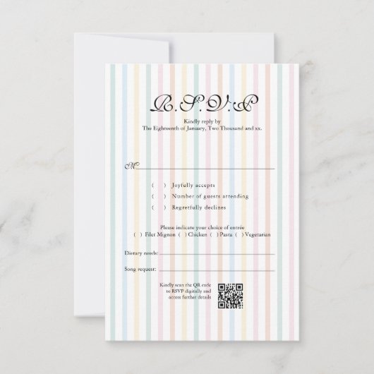 Farbenfrohe Strip QR Code Hochzeit RSVP (Vorderseite)