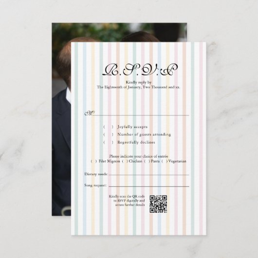Farbenfrohe Strip QR Code Hochzeit RSVP (Vorne/Hinten)