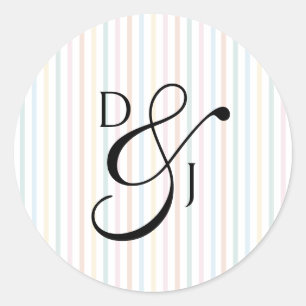 Farbenfrohe Stripe Monogram Script Ampere und Hoch Runder Aufkleber