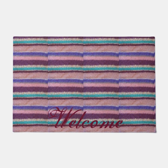 farbenfrohe Stripteppiche Vintager Spaß Fußmatte (Vorderseite)