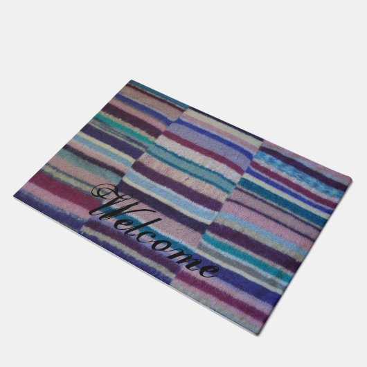 farbenfrohe Stripteppiche Vintages lustiges Design Fußmatte (Schrägansicht)
