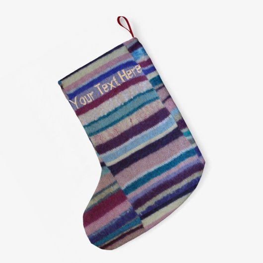 farbenfrohe Stripteppiche Vintages lustiges Design Kleiner Weihnachtsstrumpf (Rückseite (Hängend))