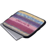 farbenfrohe Stripteppiche Vintages lustiges Slogan Laptopschutzhülle (Vorne Knopf)