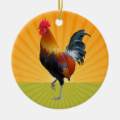 Farbenfrohe Strutting-Roosterdekoration Keramikornament (Vorne)
