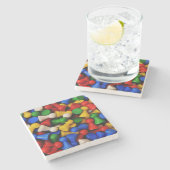 Farbenfrohe Stücke aus Holz Steinuntersetzer (Seitenansicht)