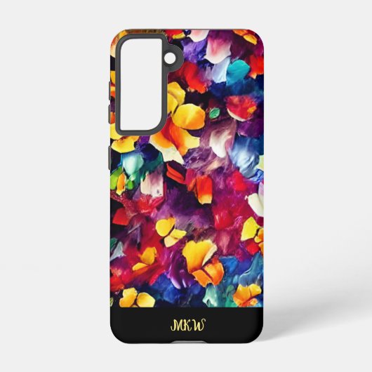 Farbenfrohe, stylische Monogram, floral Samsung Galaxy Hülle (Rückseite)
