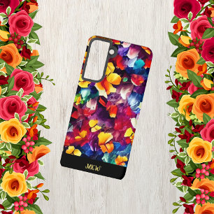 Farbenfrohe, stylische Monogram, floral Samsung Galaxy Hülle