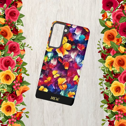 Farbenfrohe, stylische Monogram, floral Samsung Galaxy Hülle