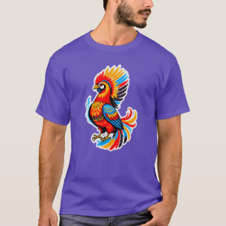 Farbenfrohe Stylized Bird Illustration Retro T-Shirt