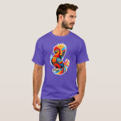 Farbenfrohe Stylized Bird Illustration Retro T-Shirt (Vorne ganz)