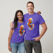 Farbenfrohe Stylized Bird Illustration Retro T-Shirt (Unisex)