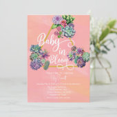 Farbenfrohe Succulent Baby in Bloom Baby Dusche Einladung (Stehend Vorderseite)