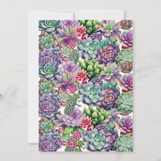 Farbenfrohe Succulent Baby in Bloom Baby Dusche Einladung (Rückseite)