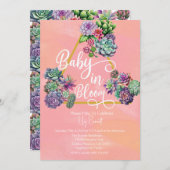 Farbenfrohe Succulent Baby in Bloom Baby Dusche Einladung (Vorne/Hinten)