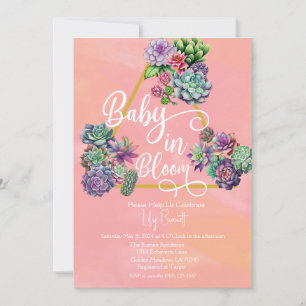 Farbenfrohe Succulent Baby in Bloom Baby Dusche Einladung