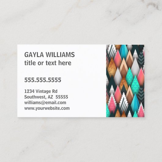 Farbenfrohe Südwestgeometrie Visitenkarte (Rückseite)