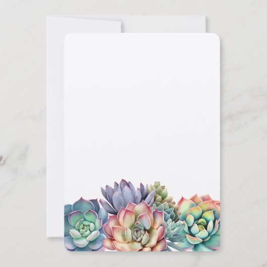 farbenfrohe, sukkulente Hochzeit Einladung (Rückseite)