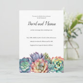 farbenfrohe, sukkulente Hochzeit Einladung (Stehend Vorderseite)