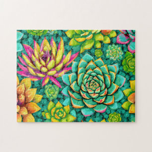 Farbenfrohe Sukkuline 1 Leichtes Gehirn Art Puzzle