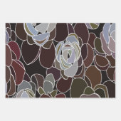 Farbenfrohe Sukkuline Blumenmuster Geschenkpapier Set (Vorderseite 3)