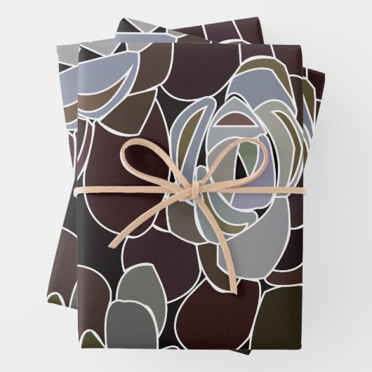 Farbenfrohe Sukkuline Blumenmuster Geschenkpapier Set (Beispiel)