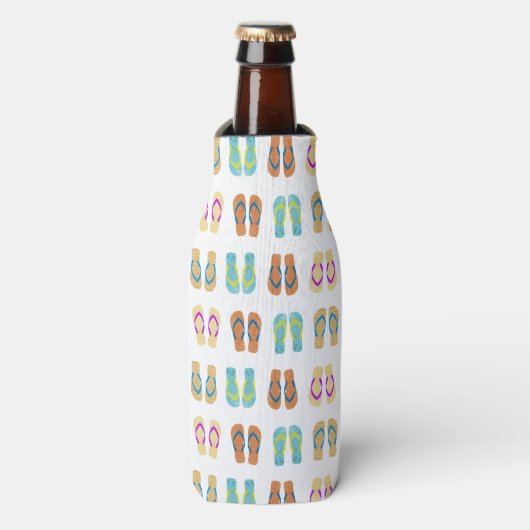 Farbenfrohe Summer Beach Party Flip Flops Flasche Flaschenkühler (Flaschenvorderseite)