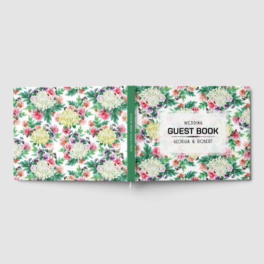 Farbenfrohe Summer Blume Muster Gästebuch (Voll)