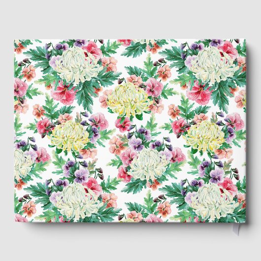 Farbenfrohe Summer Blume Muster Gästebuch (Rückseite)
