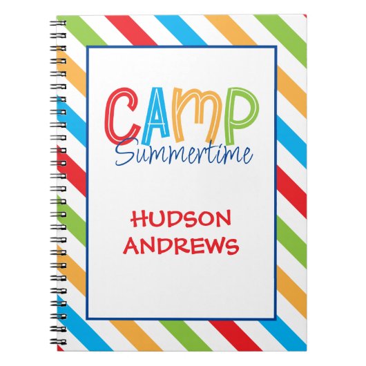 Farbenfrohe Summer Camp Personalisiert Journal Notizblock (Vorderseite)