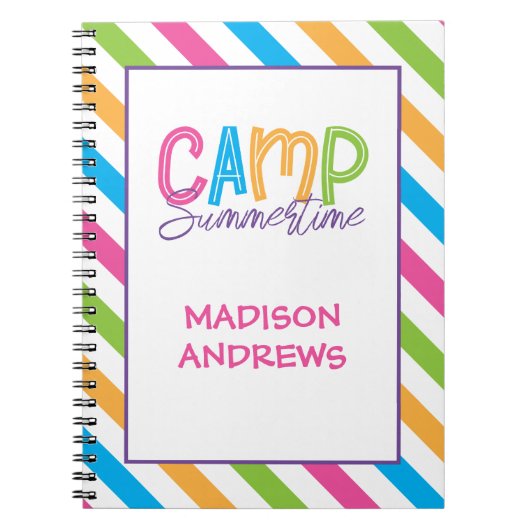 Farbenfrohe Summer Camp Personalisiert Journal Notizblock (Vorderseite)